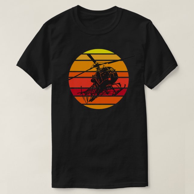 SA 315B Lama Helicopter Sunset T-Shirt (Design Front)