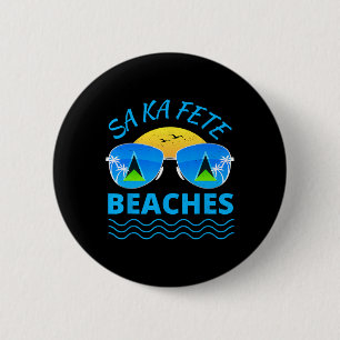 Sa Ka Fete Beaches - Saint Lucian Flag Sungles Bea 6 Cm Round Badge