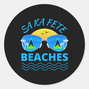 Sa Ka Fete Beaches - Saint Lucian Flag Sungles Bea Classic Round Sticker