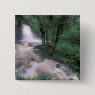 SA, Peru, S.H. Machu Picchu, Cascade and cloud 15 Cm Square Badge