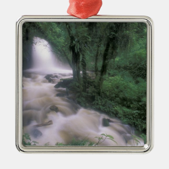 SA, Peru, S.H. Machu Picchu, Cascade and cloud Metal Ornament (Front)