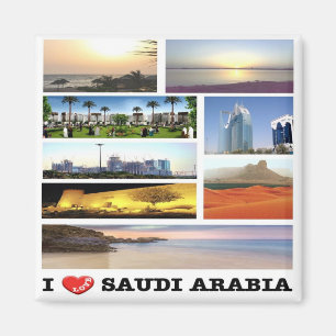 SA - Saudi Arabia - I Love - Collage Mosaic Magnet