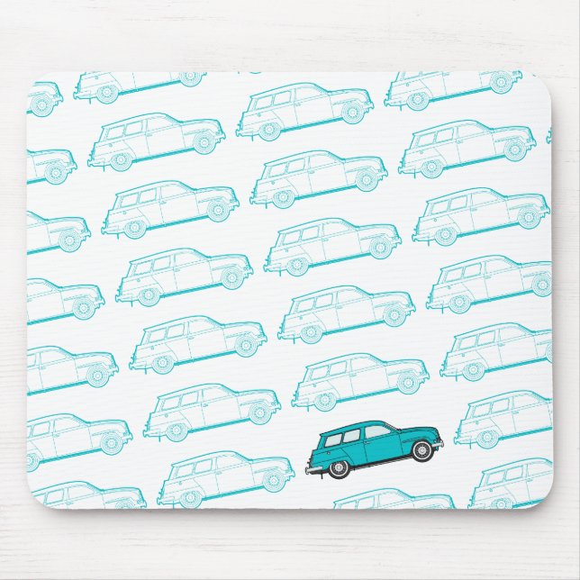 Saab 95 retro mousepad - aqua (Front)