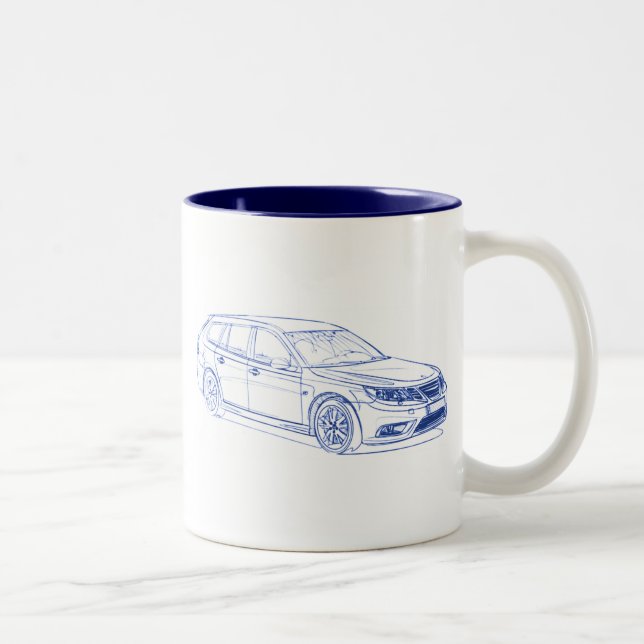 Saab 9-3 Combi 2009 Two-Tone Coffee Mug (Right)