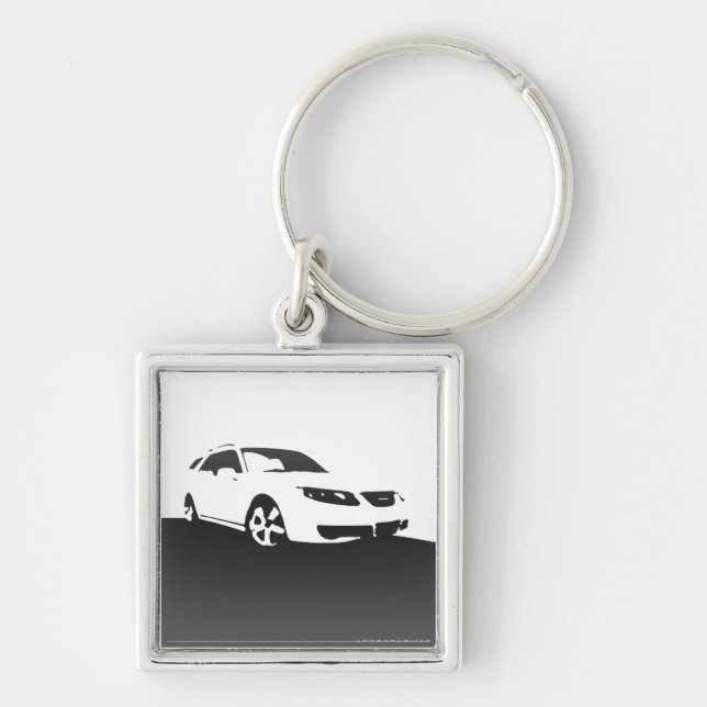 Saab 9-5 Aero front - Charcoal on light background Key Ring (Front)