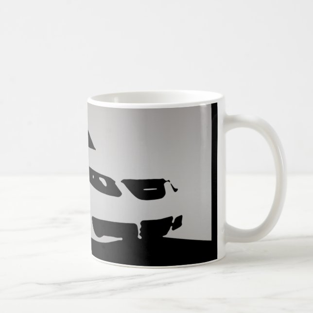 Saab 9-5 Aero front - Grey on dark background Coffee Mug (Right)