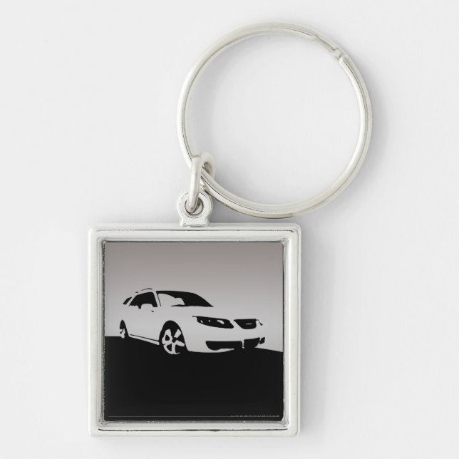 Saab 9-5 Aero front - Grey on dark background Key Ring (Front)