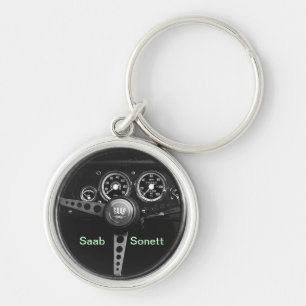 Saab Sonett round Key Ring