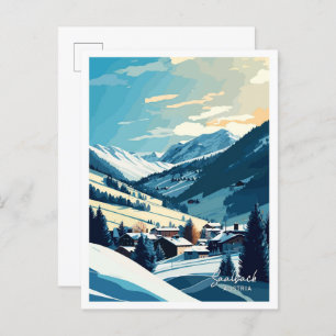 Saalbach Austria Travel Vintage Illustration Postcard