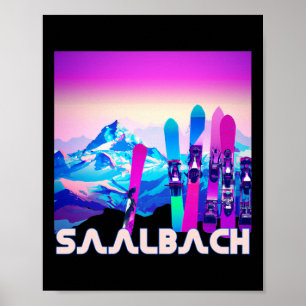 Saalbach Ski - Retro 80's Style Skiing And Snowboa Poster