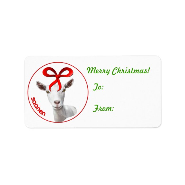 Saanen Goat Christmas Gift Tag Sticker (Front)