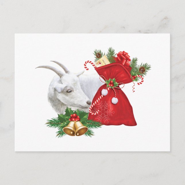 Saanen Goat With Holiday Spirit Postcard (Front)