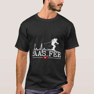 Saas-fee Heartbeat Ski Resort Swiss Alps Skiing Sw T-Shirt