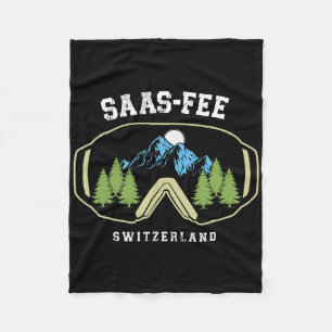 Saas-fee Ski Goggles Resort Swiss Alps Skiing Swit Fleece Blanket
