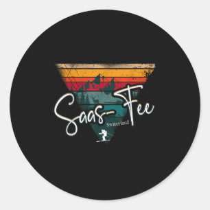 Saas-fee Ski Resort Swiss Alps Alpine Skiing Switz Classic Round Sticker