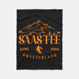 Saas-fee Ski Resort Swiss Alps Alpine Skiing Switz Fleece Blanket