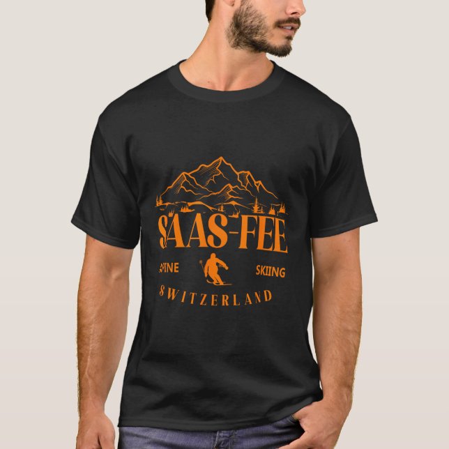 Saas-fee Ski Resort Swiss Alps Alpine Skiing Switz T-Shirt (Front)