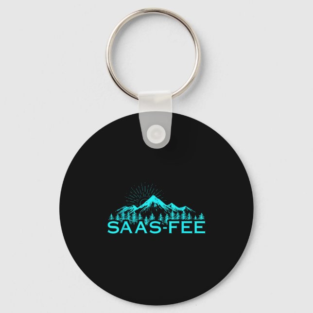 Saas-fee Ski Resort Swiss Alps Skiing Switzerland  Key Ring (Front)