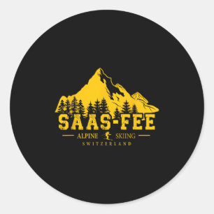 Saas-fee Switzerland Ski Resort Alpine Skiing Swis Classic Round Sticker