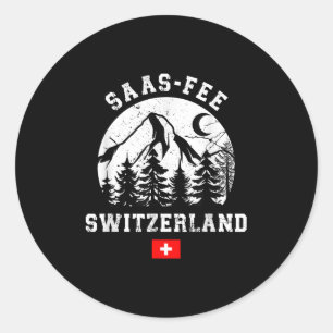 Saas-fee Switzerland Ski Resort Alps Alpine Skiing Classic Round Sticker