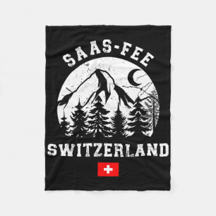 Saas-fee Switzerland Ski Resort Alps Alpine Skiing Fleece Blanket