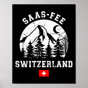 Saas-fee Switzerland Ski Resort Alps Alpine Skiing Poster