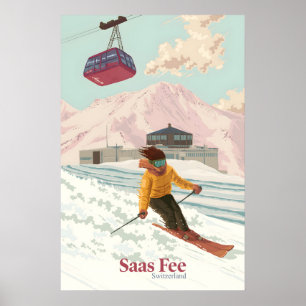 Saas Fee Switzerland Ski Resort Travel Poster