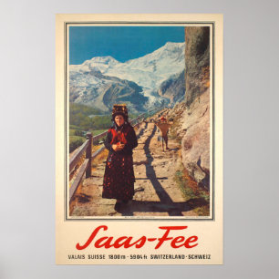 Saas Fee,Valais, Switzerland, Ski Poster