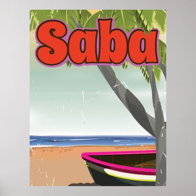 Saba vintage travel poster. poster (Front)