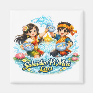 Sabaidee Pi Mai Lao – Lao New Year Water Festival  Magnet