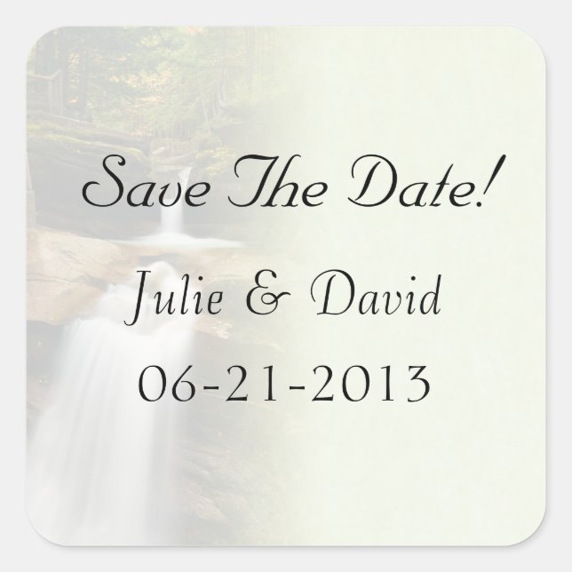 Sabbaday Falls Wedding Save The Date Stickers (Front)