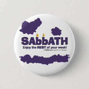 Sabbath with Candles- Enjoy the REST of Your Week 6 Cm Round Badge