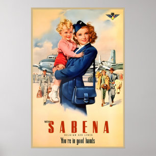 Sabena Airlines Audrey Hepburn New Retro Poster