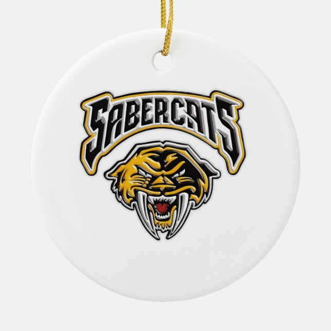 Sabercats Youth Football & Cheer Ceramic Tree Decoration (Front)