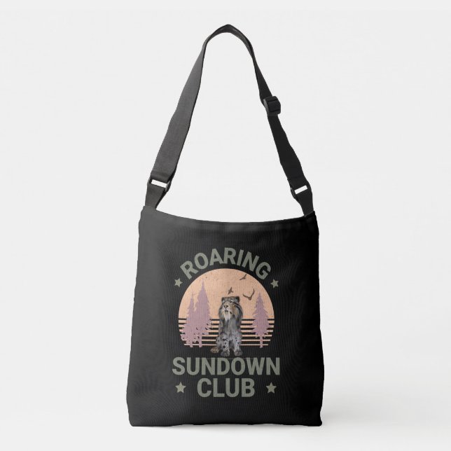 Sabertooth Tiger Retro Forest Sunset Club Crossbody Bag (Front)