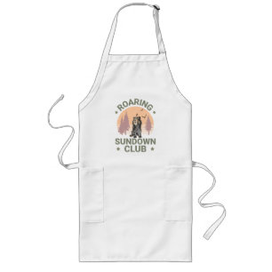 Sabertooth Tiger Retro Forest Sunset Club Long Apron