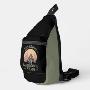Sabertooth Tiger Retro Forest Sunset Club Sling Bag
