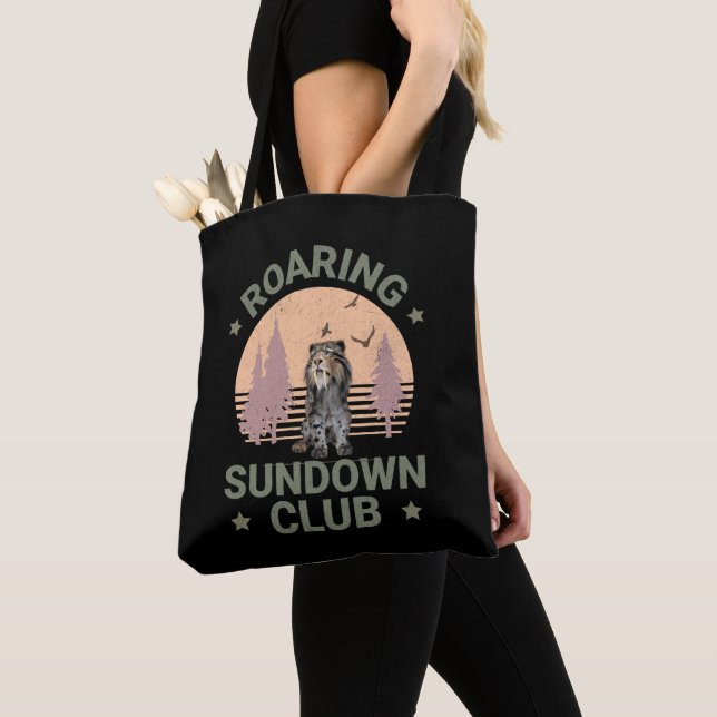 Sabertooth Tiger Retro Forest Sunset Club Tote Bag (Close Up)