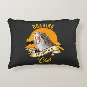 Sabertooth Tiger Retro Sunset Adventure Club Decorative Cushion