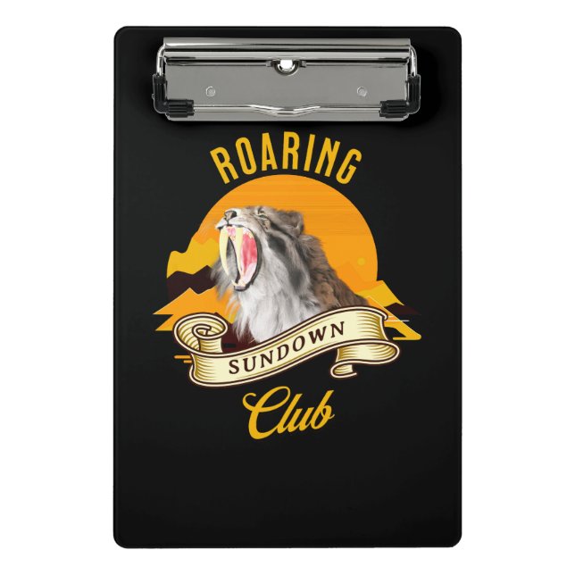 Sabertooth Tiger Retro Sunset Adventure Club Mini Clipboard (Front)