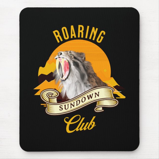 Sabertooth Tiger Retro Sunset Adventure Club Mouse Pad (Front)