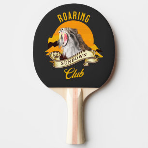 Sabertooth Tiger Retro Sunset Adventure Club Ping Pong Paddle