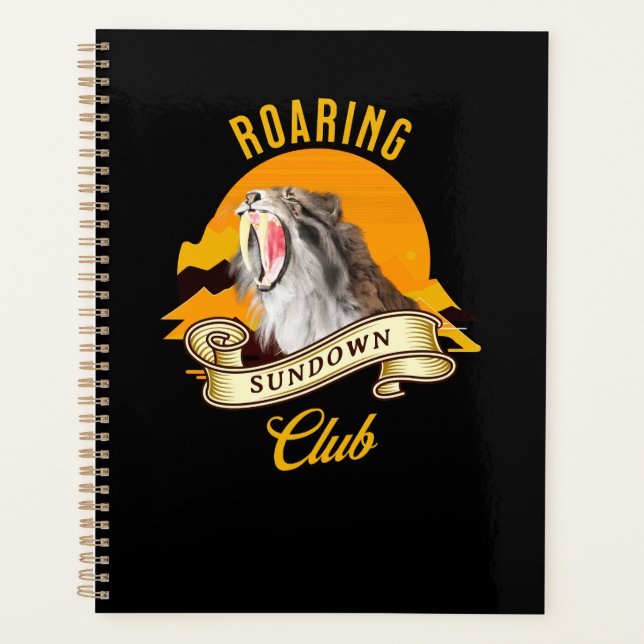 Sabertooth Tiger Retro Sunset Adventure Club Planner (Front)