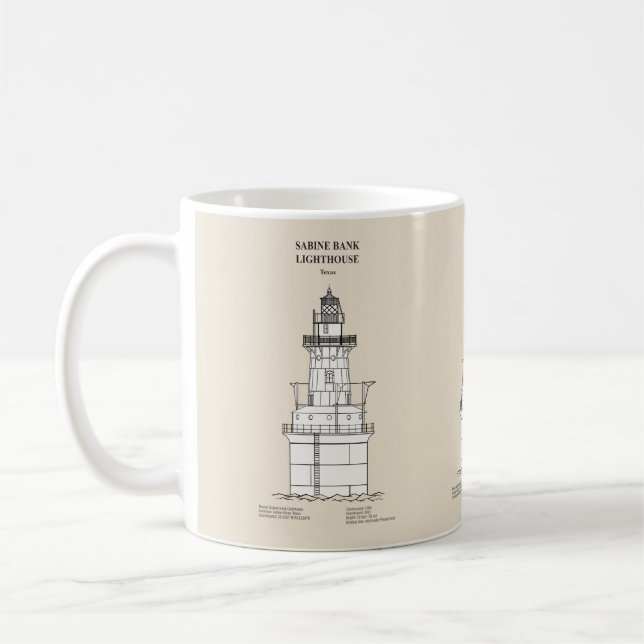 Sabine Bank Lighthouse - Texas - SBD Coffee Mug (Left)