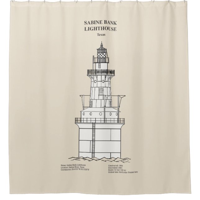 Sabine Bank Lighthouse - Texas - SBD Shower Curtain (Front)