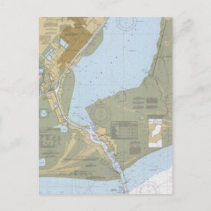 Sabine Pass Port Arthur Nautical Chart Postcard