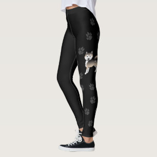 Sable Alaskan Malamute Cute Dog & Paws Leggings