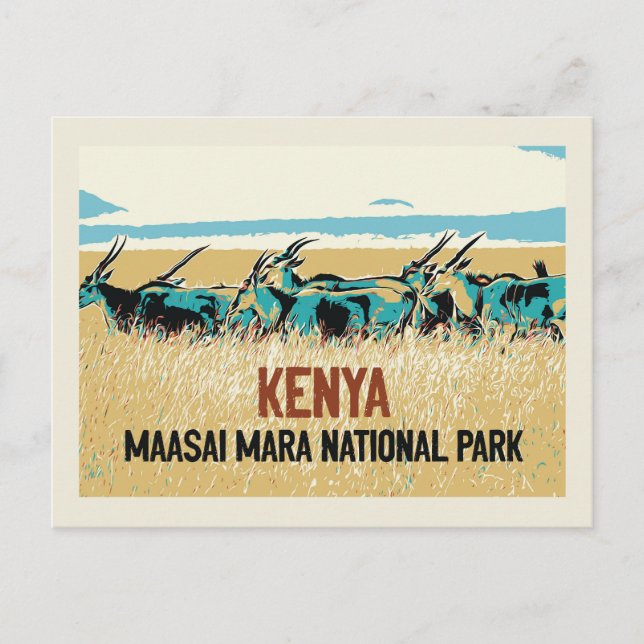 Sable antelope of Kenya, Maasai Mara National Park Postcard (Front)