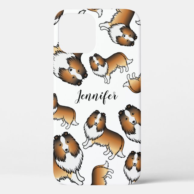 Sable Cartoon Sheltie Dog Pattern & Name Case-Mate iPhone Case (Back)