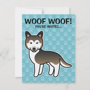 Sable Cartoon Siberian Husky Invitation